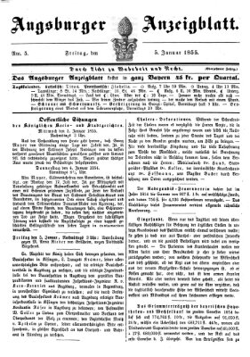 Augsburger Anzeigeblatt Freitag 5. Januar 1855