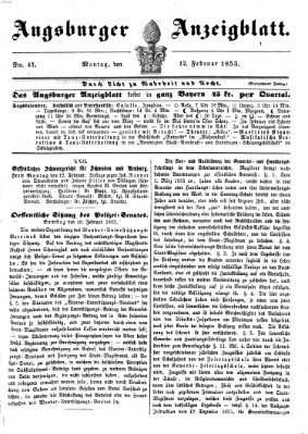 Augsburger Anzeigeblatt Montag 12. Februar 1855
