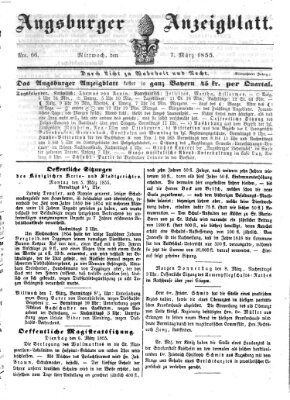 Augsburger Anzeigeblatt Mittwoch 7. März 1855