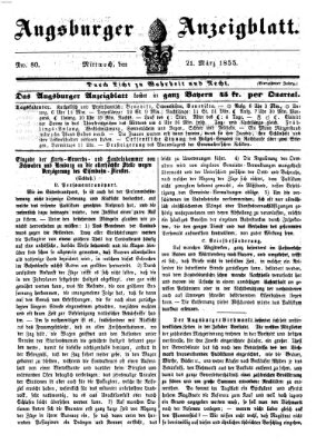 Augsburger Anzeigeblatt Mittwoch 21. März 1855