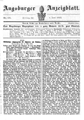 Augsburger Anzeigeblatt Freitag 1. Juni 1855