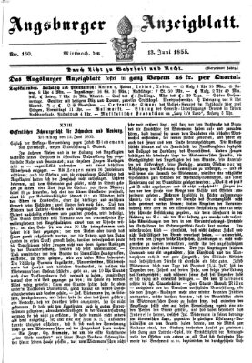 Augsburger Anzeigeblatt Mittwoch 13. Juni 1855