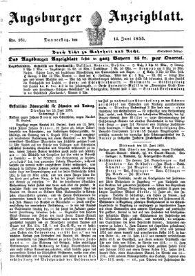 Augsburger Anzeigeblatt Donnerstag 14. Juni 1855