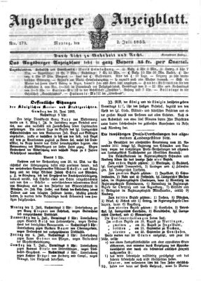 Augsburger Anzeigeblatt Montag 2. Juli 1855