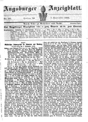 Augsburger Anzeigeblatt Freitag 7. September 1855