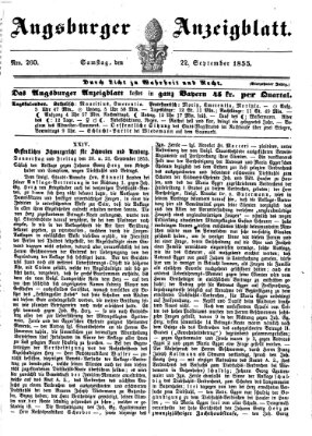 Augsburger Anzeigeblatt Samstag 22. September 1855