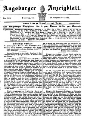 Augsburger Anzeigeblatt Dienstag 25. September 1855