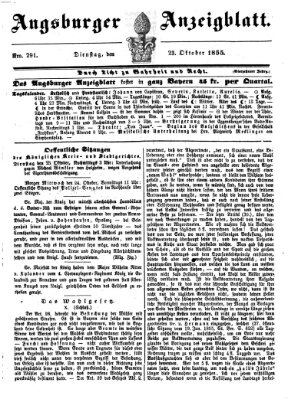 Augsburger Anzeigeblatt Dienstag 23. Oktober 1855