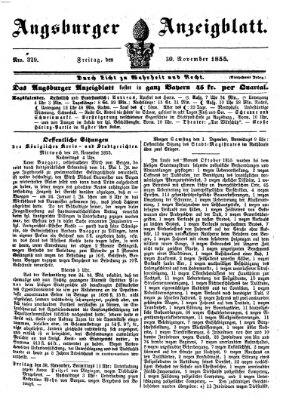 Augsburger Anzeigeblatt Freitag 30. November 1855
