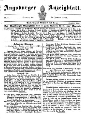 Augsburger Anzeigeblatt Montag 21. Januar 1856
