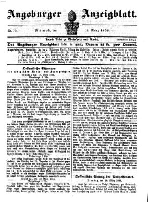 Augsburger Anzeigeblatt Mittwoch 19. März 1856