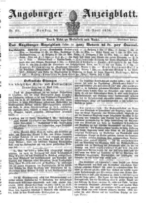 Augsburger Anzeigeblatt Samstag 12. April 1856