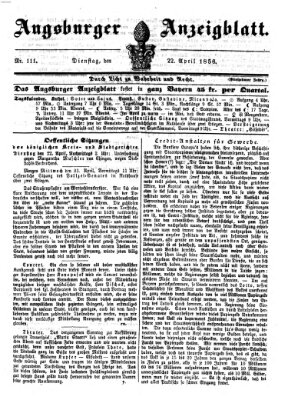 Augsburger Anzeigeblatt Dienstag 22. April 1856