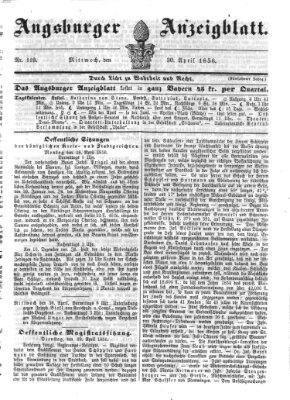 Augsburger Anzeigeblatt Mittwoch 30. April 1856