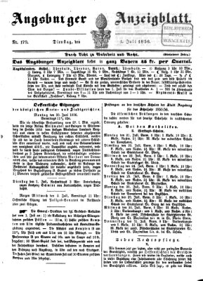 Augsburger Anzeigeblatt Dienstag 1. Juli 1856