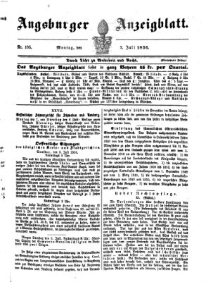 Augsburger Anzeigeblatt Montag 7. Juli 1856