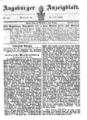 Augsburger Anzeigeblatt Mittwoch 30. Juli 1856