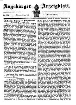 Augsburger Anzeigeblatt Donnerstag 2. Oktober 1856