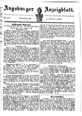 Augsburger Anzeigeblatt Samstag 4. Oktober 1856