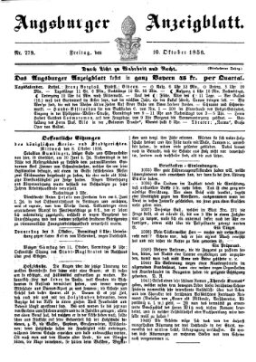Augsburger Anzeigeblatt Freitag 10. Oktober 1856