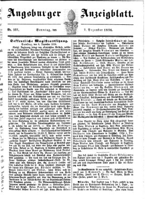 Augsburger Anzeigeblatt Sonntag 7. Dezember 1856
