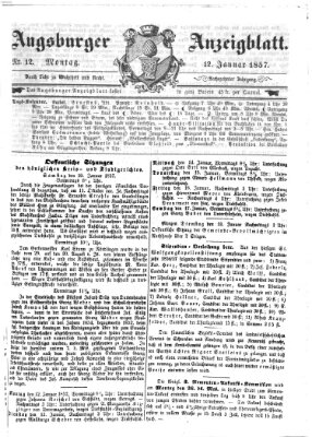 Augsburger Anzeigeblatt Montag 12. Januar 1857