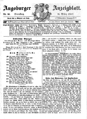 Augsburger Anzeigeblatt Dienstag 31. März 1857