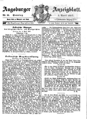 Augsburger Anzeigeblatt Sonntag 5. April 1857
