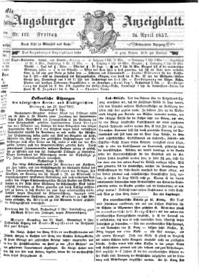 Augsburger Anzeigeblatt Freitag 24. April 1857