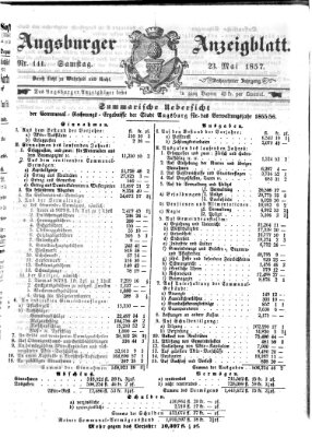 Augsburger Anzeigeblatt Samstag 23. Mai 1857
