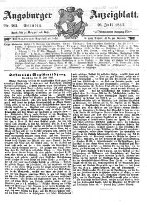 Augsburger Anzeigeblatt Sonntag 26. Juli 1857