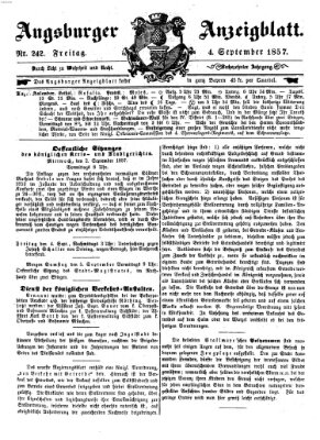 Augsburger Anzeigeblatt Freitag 4. September 1857
