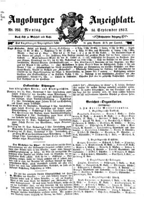 Augsburger Anzeigeblatt Montag 14. September 1857