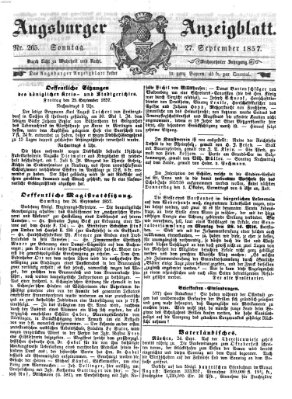 Augsburger Anzeigeblatt Sonntag 27. September 1857
