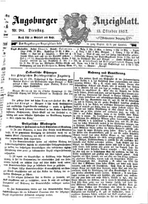 Augsburger Anzeigeblatt Dienstag 13. Oktober 1857
