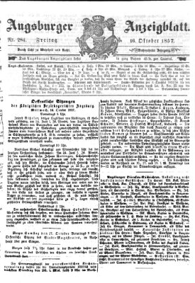 Augsburger Anzeigeblatt Freitag 16. Oktober 1857