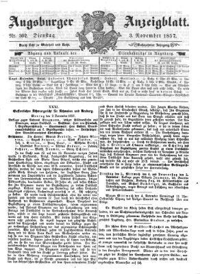 Augsburger Anzeigeblatt Dienstag 3. November 1857