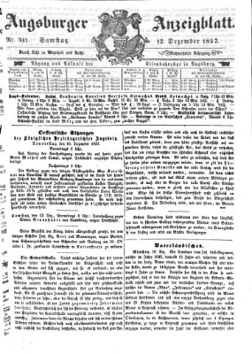Augsburger Anzeigeblatt Samstag 12. Dezember 1857