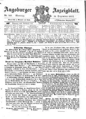 Augsburger Anzeigeblatt Montag 14. Dezember 1857