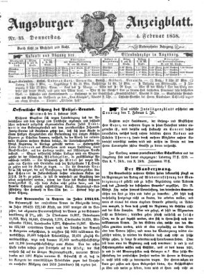 Augsburger Anzeigeblatt Donnerstag 4. Februar 1858