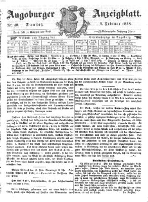 Augsburger Anzeigeblatt Dienstag 9. Februar 1858