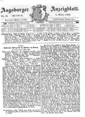Augsburger Anzeigeblatt Mittwoch 3. März 1858