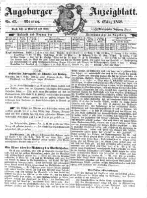 Augsburger Anzeigeblatt Montag 8. März 1858