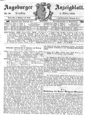 Augsburger Anzeigeblatt Dienstag 9. März 1858