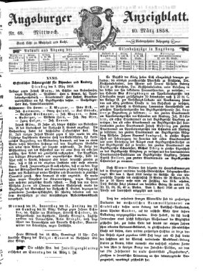 Augsburger Anzeigeblatt Mittwoch 10. März 1858