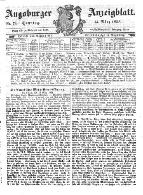 Augsburger Anzeigeblatt Sonntag 14. März 1858