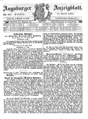 Augsburger Anzeigeblatt Samstag 17. April 1858