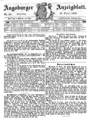 Augsburger Anzeigeblatt Freitag 23. April 1858