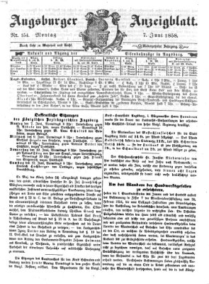 Augsburger Anzeigeblatt Montag 7. Juni 1858