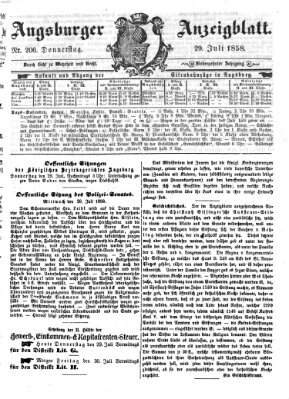 Augsburger Anzeigeblatt Donnerstag 29. Juli 1858